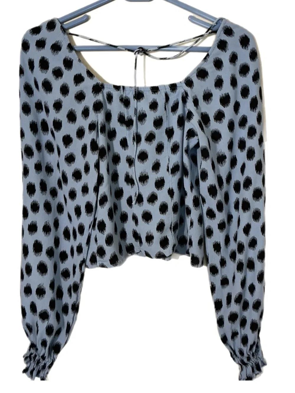 & Other Stories Blue and Black Polka Dot Button-Front Blouse - Picture 2 of 11